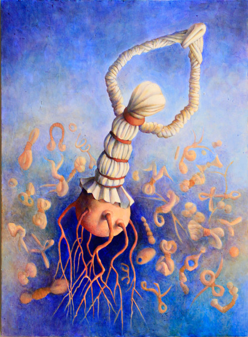 500x678 Undulating, Surreal Forms Painting By Osvaldo Mesa - Bizarre Painting