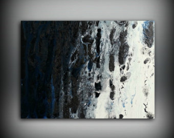 340x270 Black And White Painting 24 X 48 Abstract Painting Acrylic - Black Abstract Painting