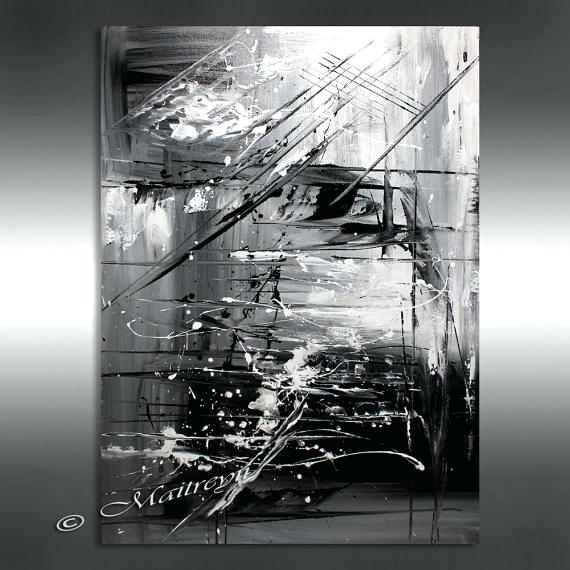 570x570 White Abstract Painting Black Grey Oil Art Alphastarr - Black Abstract Painting