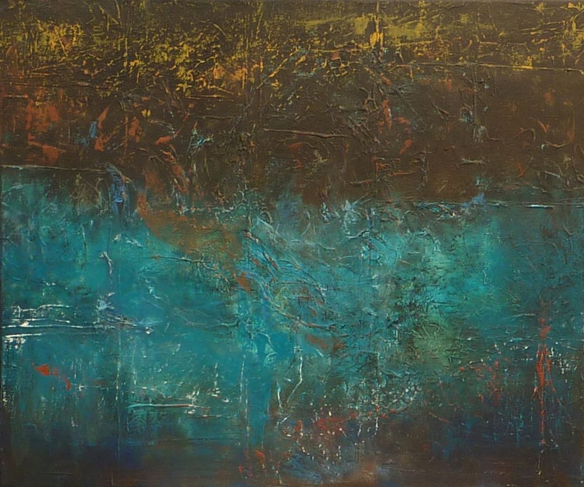 1200x1001 Textured Blue Black (Corinne - Black And Blue Painting