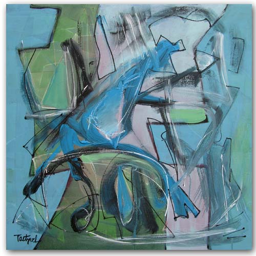 500x500 Abstract Painting Black And White - Black And Blue Painting