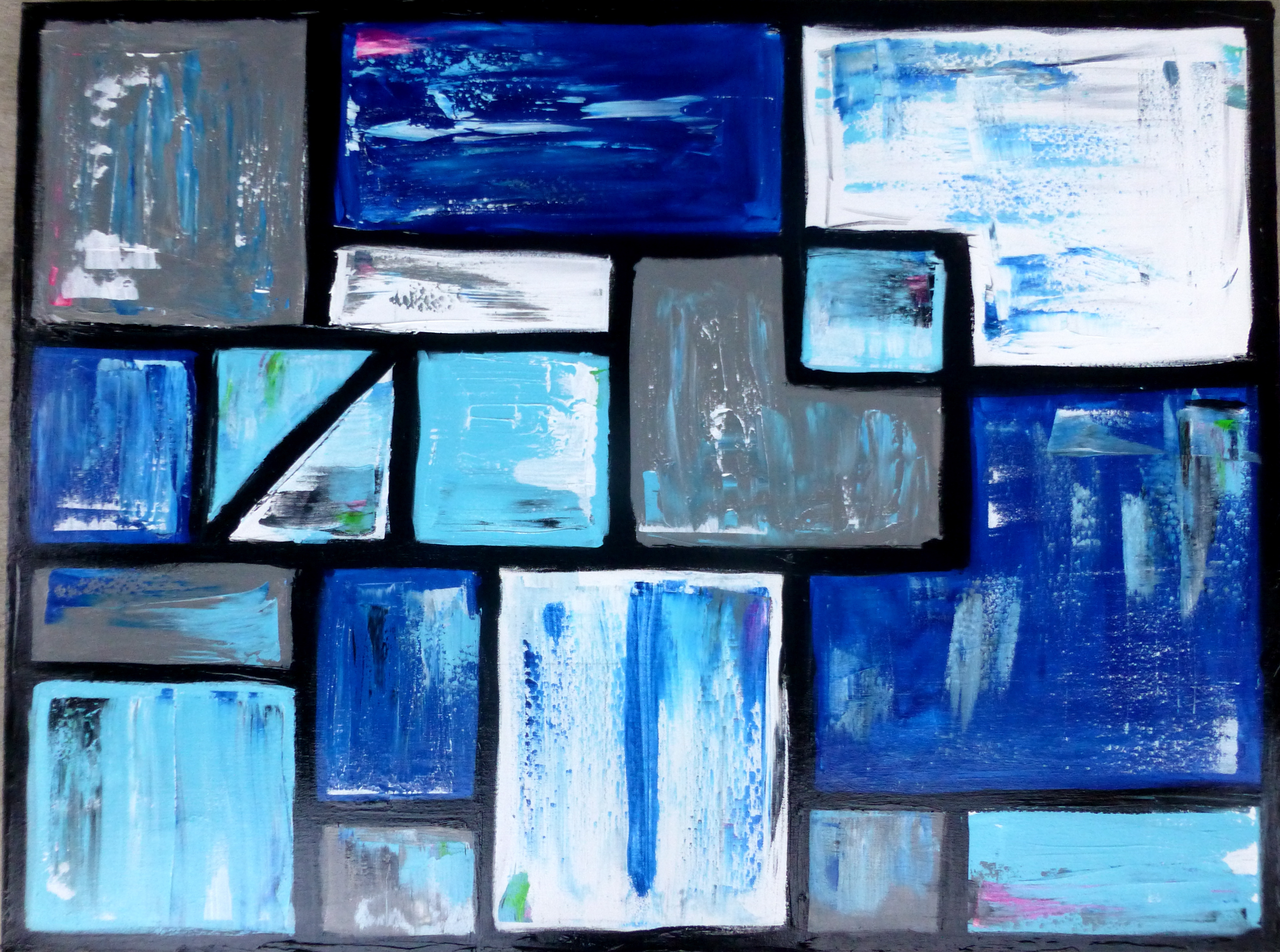 3992x2969 Black And Blue Paintings Abstract Squares Painting Category Design - Black And Blue Painting