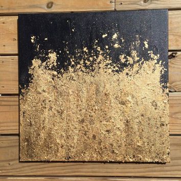 354x354 Contemporary Gold Leaf Painting - Black And Gold Painting