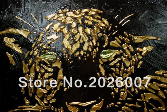 570x381 Hand Painted Palette Knife Abstract Leopard Black Gold Oil - Black And Gold Painting