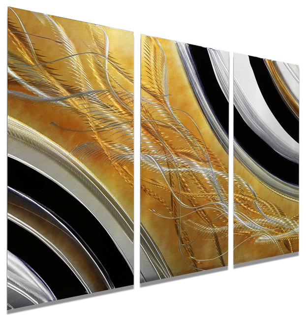 622x640 Abstract Black, Silver And Gold Modern Metal Wall Painting - Black And Gold Painting