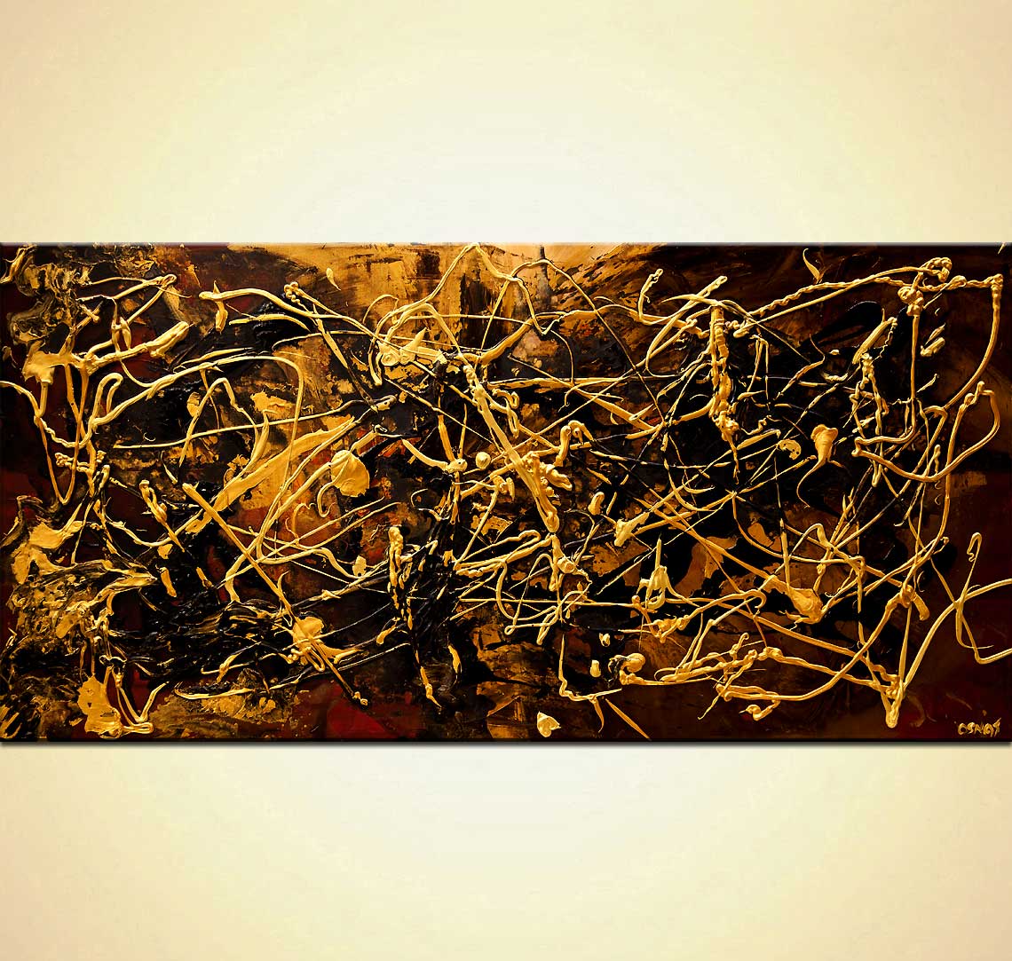 1140x1083 Painting - Black And Gold Painting