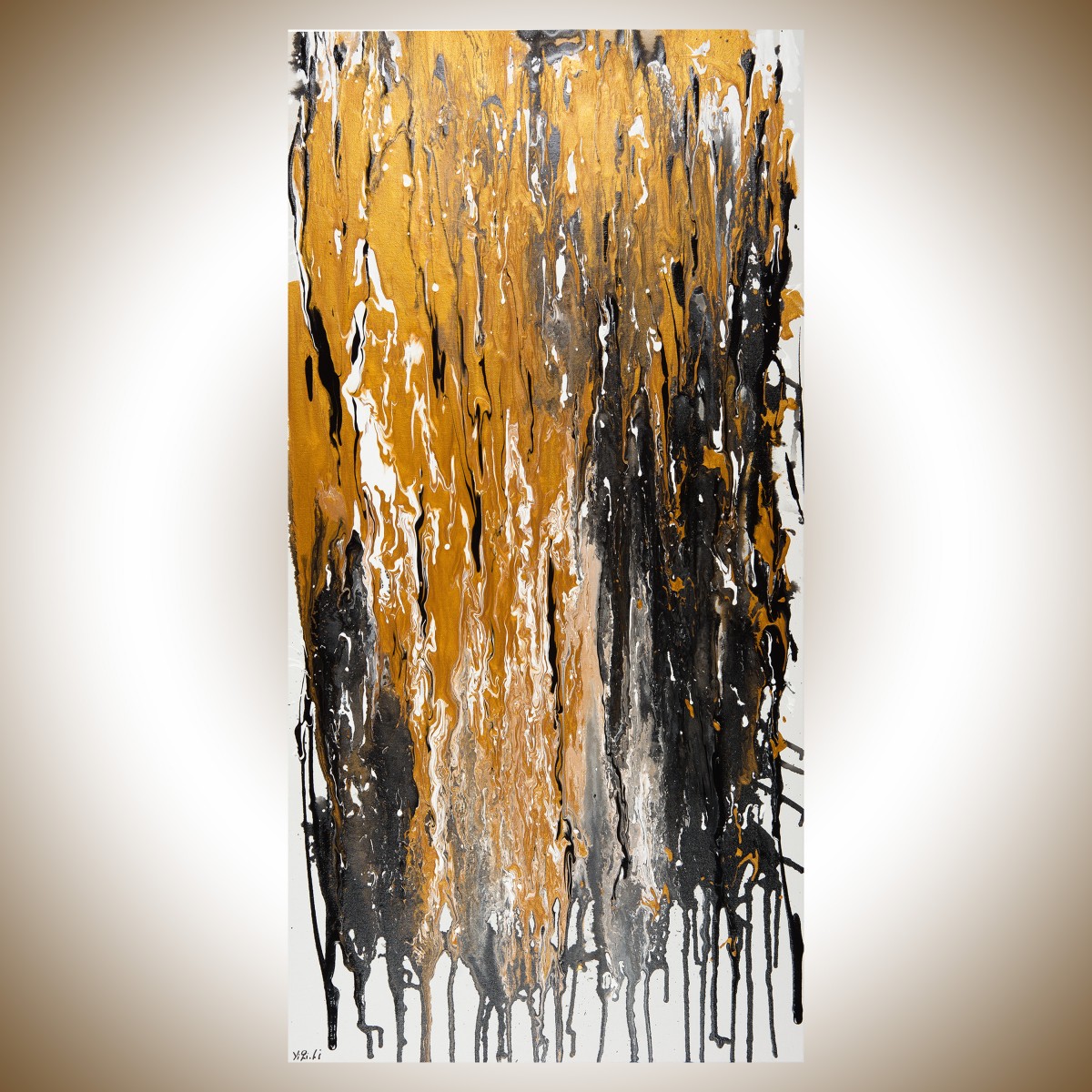 1200x1200 Paratroopers By Qiqigallery 24x48 Stretched Canvas Original - Black And Gold Painting