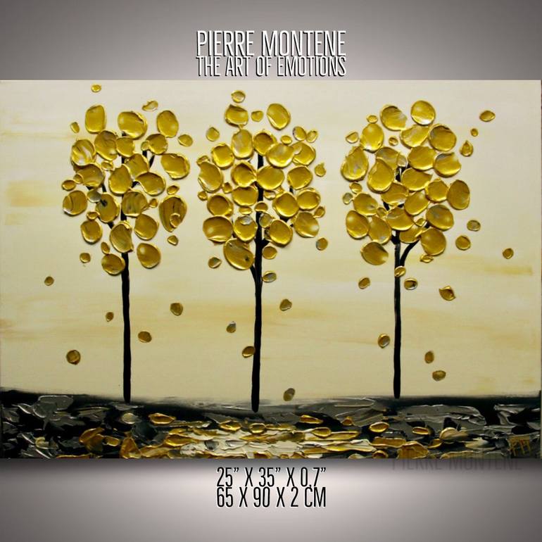 770x770 Saatchi Art Modern Extra Large Painting Tree Abstract Fine Art - Black And Gold Painting