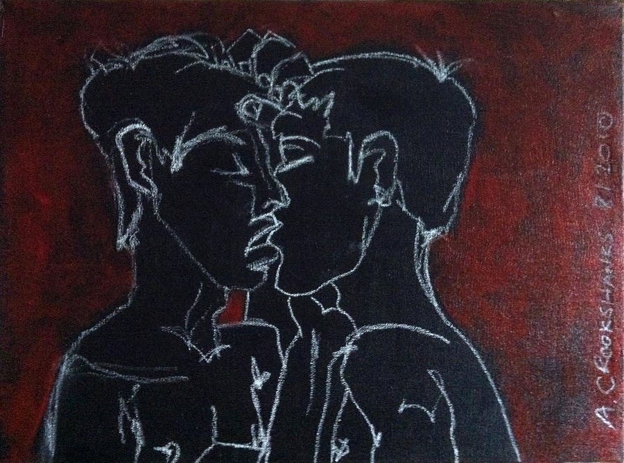 900x668 Love Is Black And White And Red Painting By Alex Crookshanks - Black And Red Painting