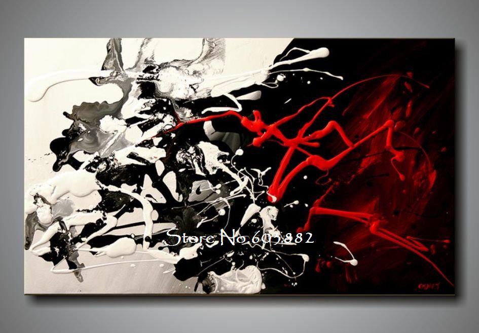 945x657 2018 100% Hand Painted Discount Large Black White And Red Abstract - Black And Red Painting