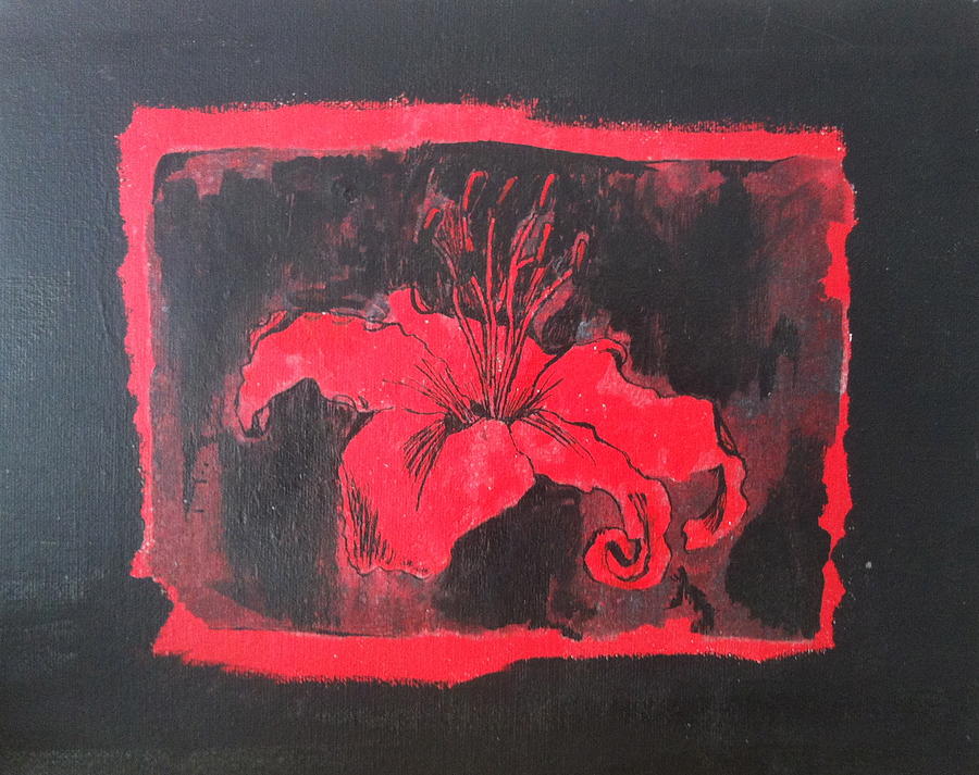900x713 Red On Black Painting By Megan Washington - Black And Red Painting
