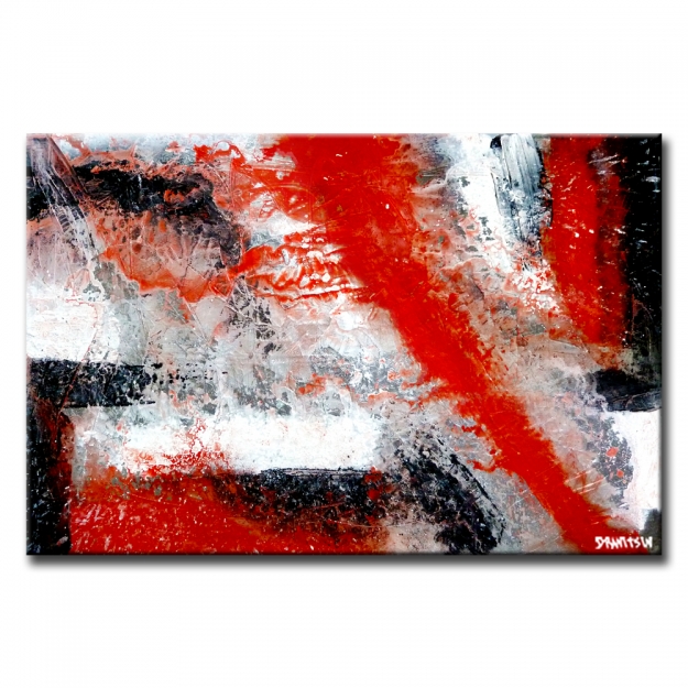 625x625 Black And White Abstract Art For Sale - Black And Red Painting