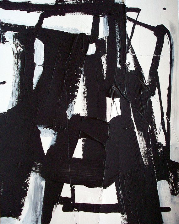 570x714 Original Black And White Modern Abstract Urban Painting - Black And White Abstract Art Painting