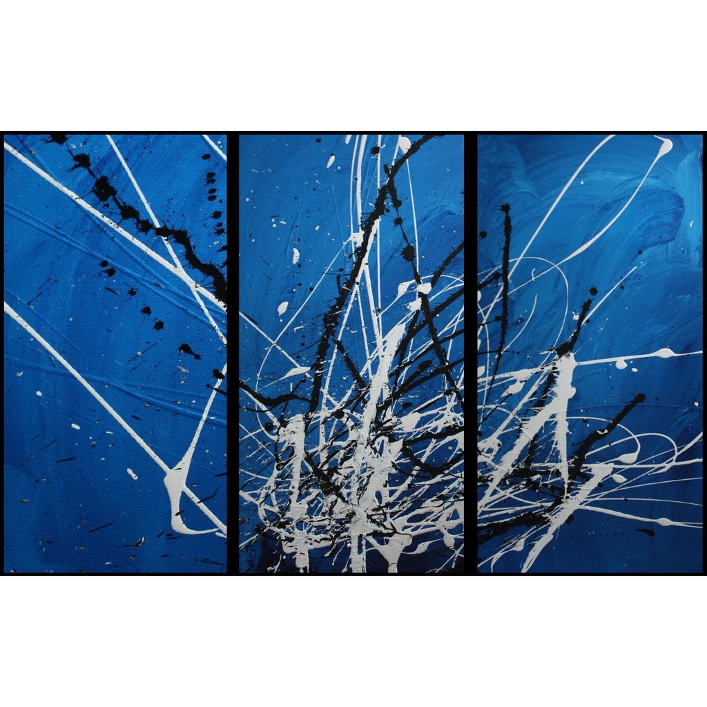 1024x1024 Abstract Art Canvas Painting Black Blue White. Wall Art Paintings - Black And White Abstract Art Painting