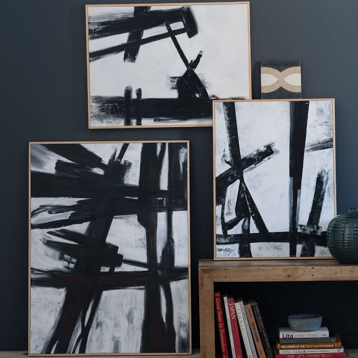 710x710 Abstract Black + White Wall Art West Elm - Black And White Abstract Painting