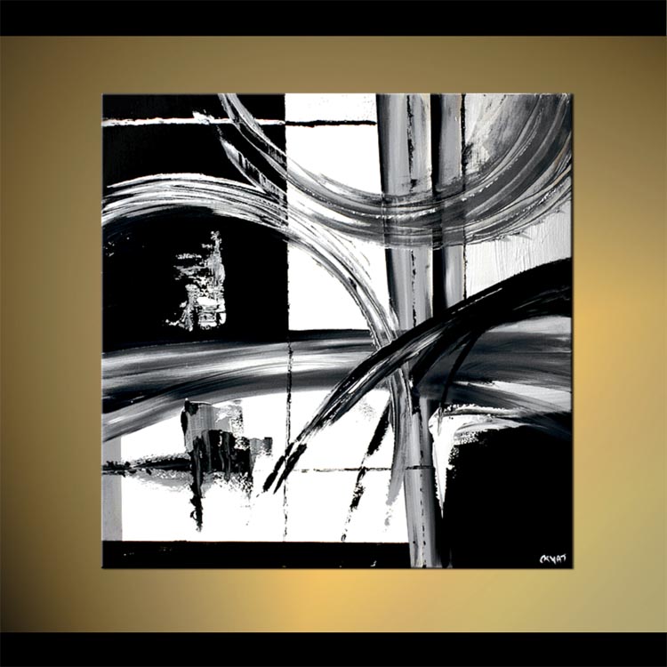 750x750 Painting - Black And White Abstract Painting