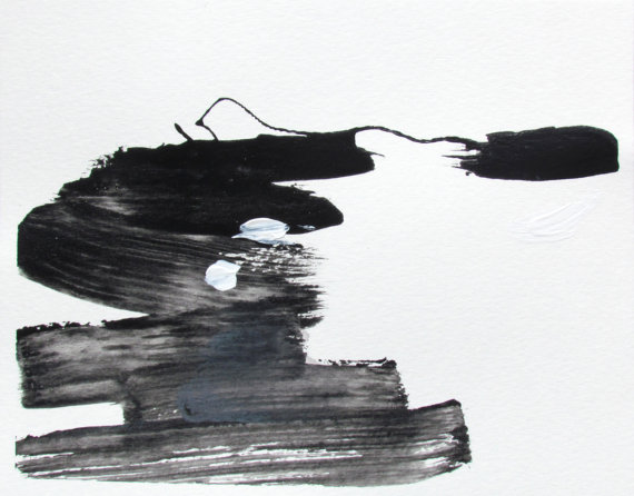 570x446 Minimal Painting - Black And White Abstract Painting Minimal