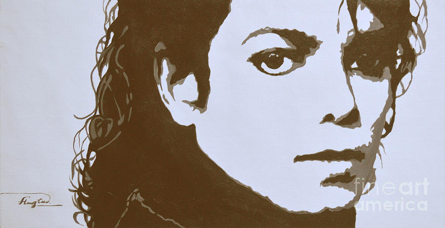 900x462 Original Black An White Acrylic Paint Art Portrait Of Michael - Black And White Acrylic Painting