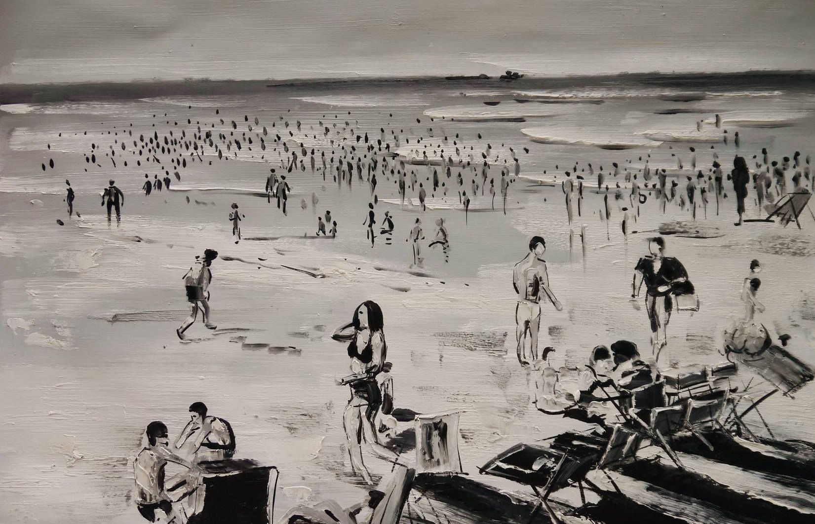Black And White Beach Painting