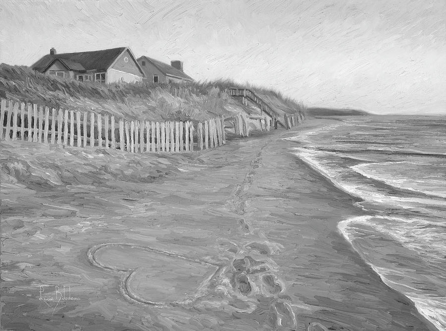 900x668 Romantic Getaway - Black And White Beach Painting