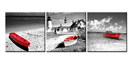 425x213 Canvas Print Wall Art Painting For Home Decor Black - Black And White Beach Painting