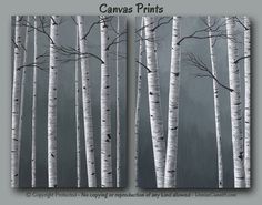 Black And White Birch Tree Painting