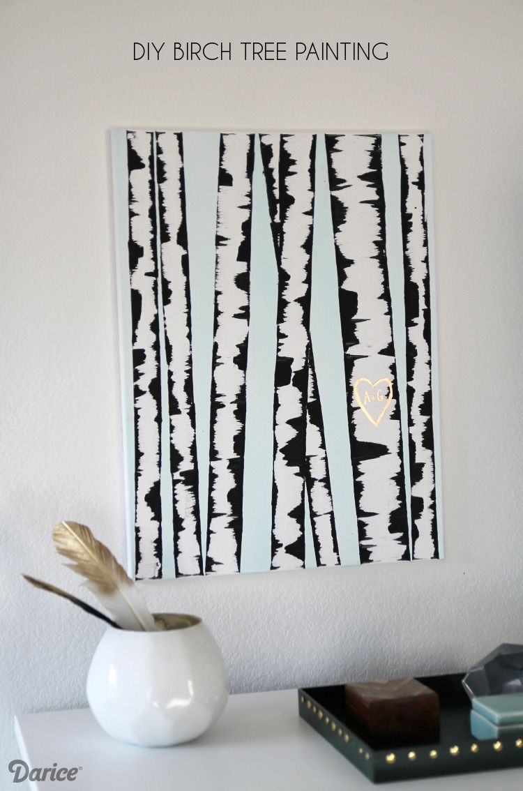 750x1134 Diy Wall Art Birch Tree Painting Tutorial - Black And White Birch Tree Painting