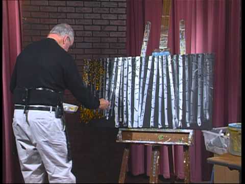 480x360 Expressions In Paint - Black And White Birch Tree Painting