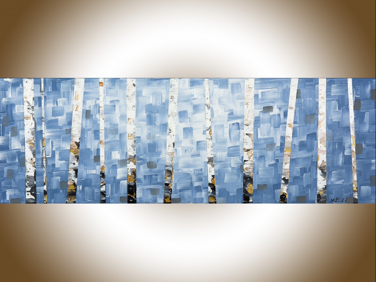 1200x900 Winter Birch Trees By Qiqigallery 36 X 12 Birch Tree Painting - Black And White Birch Tree Painting