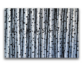 340x270 Birch Tree Canvas Etsy - Black And White Birch Tree Painting