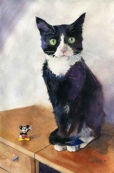 Black And White Cat Painting