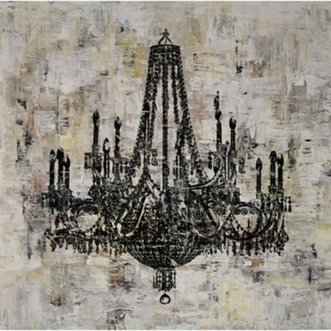 650x650 Chandelier Painting Chandelier Black And White I Canvas Art - Black And White Chandelier Painting