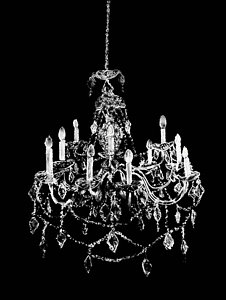 226x300 Crystal Chandelier Paintings Fine Art America - Black And White Chandelier Painting