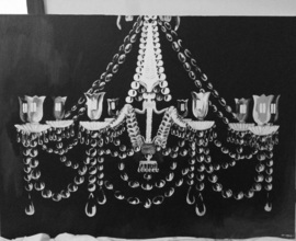 270x220 Black Chandelier Painted - Black And White Chandelier Painting