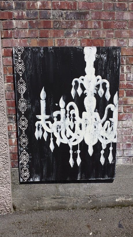 461x820 Black And White Chandelier - Black And White Chandelier Painting