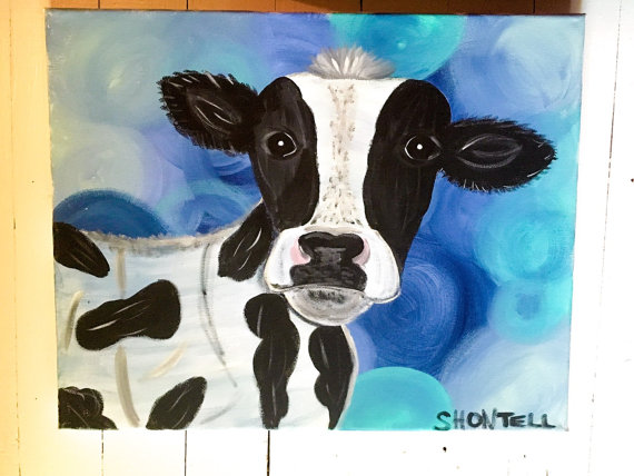 Black And White Cow Painting at PaintingValley.com | Explore collection ...