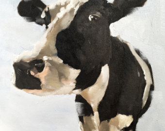 340x270 Cow Print Animal Art Cow Art Animal Print Black And White - Black And White Cow Painting