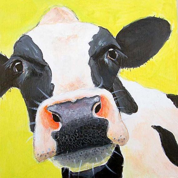 570x570 Pin By Yvonne Sloan On Rustic Farmhouse Decor Cow - Black And White Cow Painting