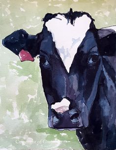 236x303 Red Cow Tagged Original Watercolor Painting Cow Painting Cow - Black And White Cow Painting