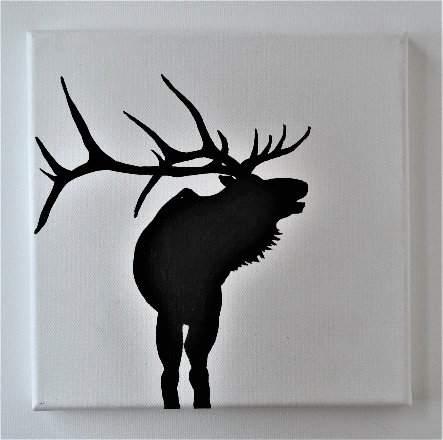 1500x1489 Elk, Deer, Stag, Antlers, Black And White Original Abstract - Black And White Deer Painting