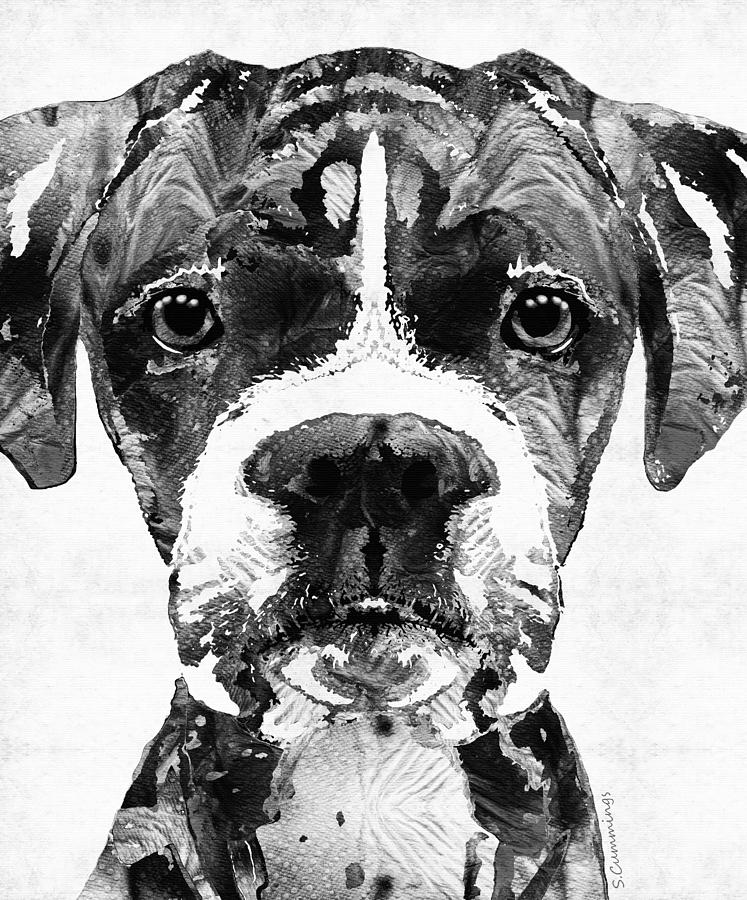 747x900 Boxer Dog Paintings Fine Art America - Black And White Dog Painting