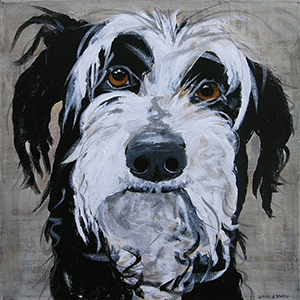 300x300 Canines On Canvas - Black And White Dog Painting
