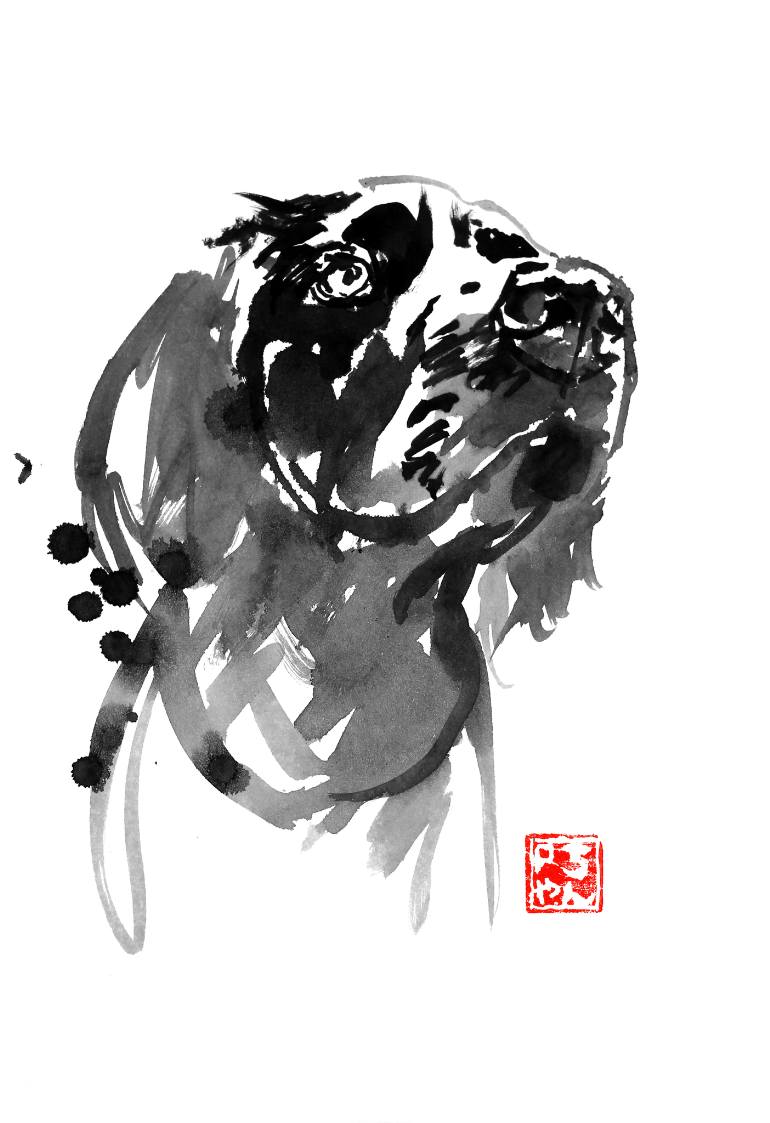 770x1123 Saatchi Art Proud Dog Painting By Pechane Sumie - Black And White Dog Painting