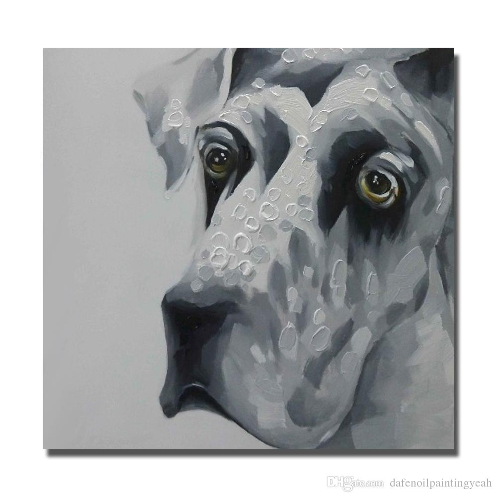 1000x1000 2018 Black And White Dog Pictures For Sitting Room Decor Modern - Black And White Dog Painting