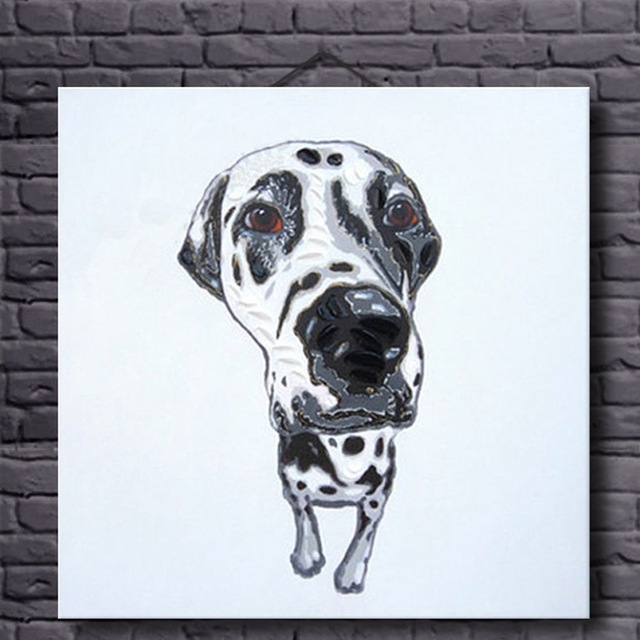 640x640 White Black Dog Oil Painting For Kid's Room Decoration Hand - Black And White Dog Painting