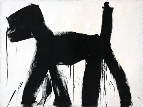 500x377 Dog Painting (Black And White) Peter Mayer Fine Art - Black And White Dog Painting
