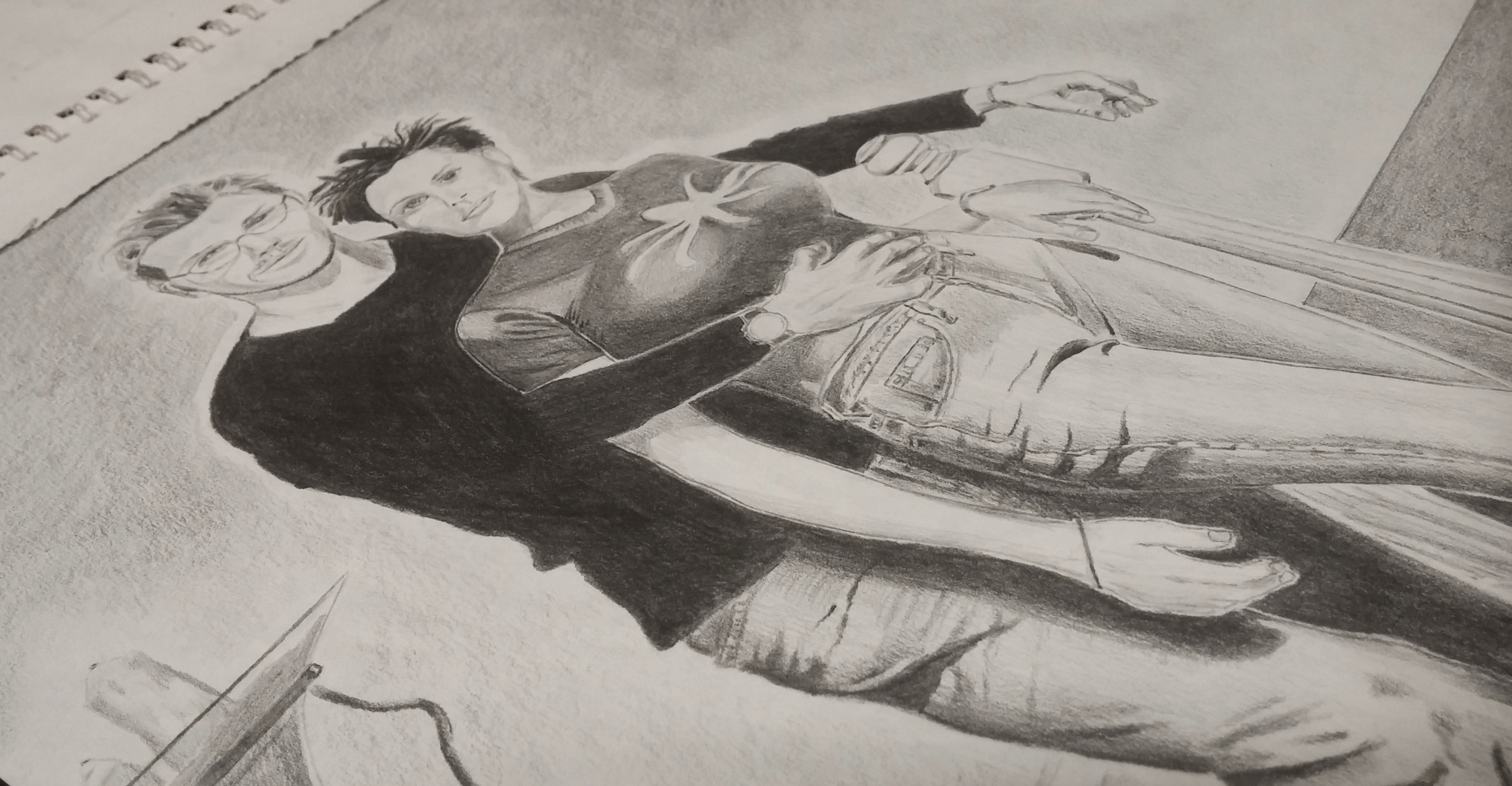 4040x2100 Free Images Pencil, Black And White, People, Notepad, Couple - Black And White Figure Painting