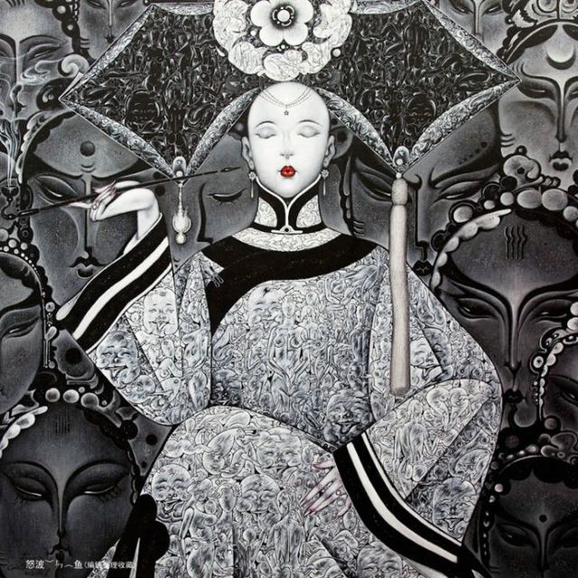 640x640 Online Shop Ancient Chinese Women Painting Hand Painted Oil - Black And White Figure Painting