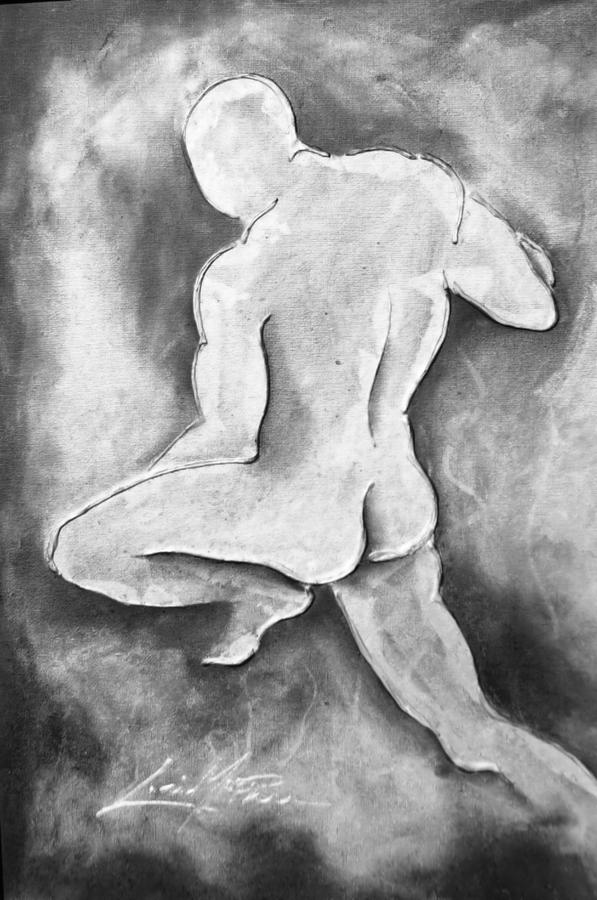 597x900 Black And White Male Figure Painting By Lori Mcphee - Black And White Figure Painting
