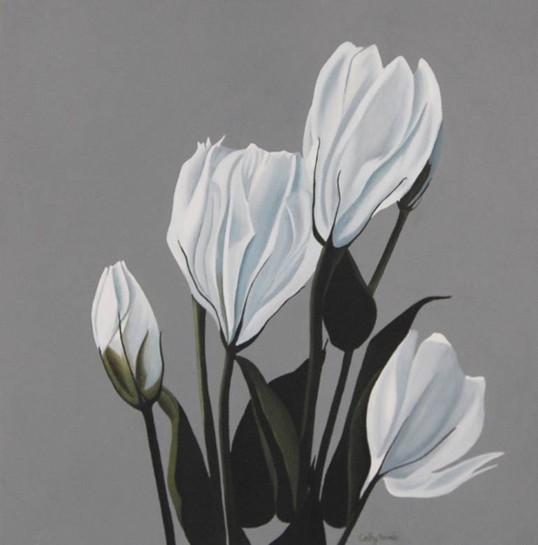 770x780 Saatchi Art Lisianthus Flower Painting - Black And White Flower Painting